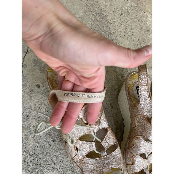 Fly London Yexa lace up metallic wedge shoes EU 37 - Picture 5 of 8